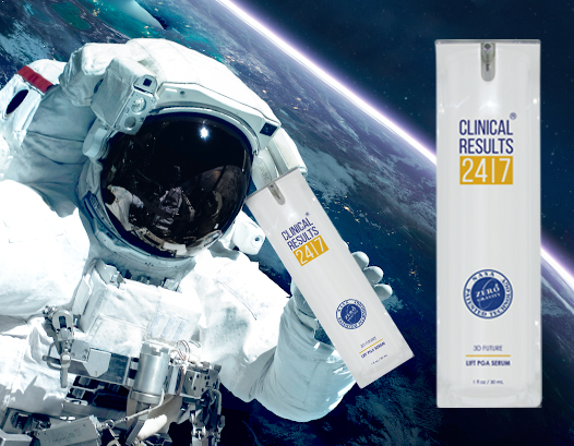 astronaut holding moisturizer